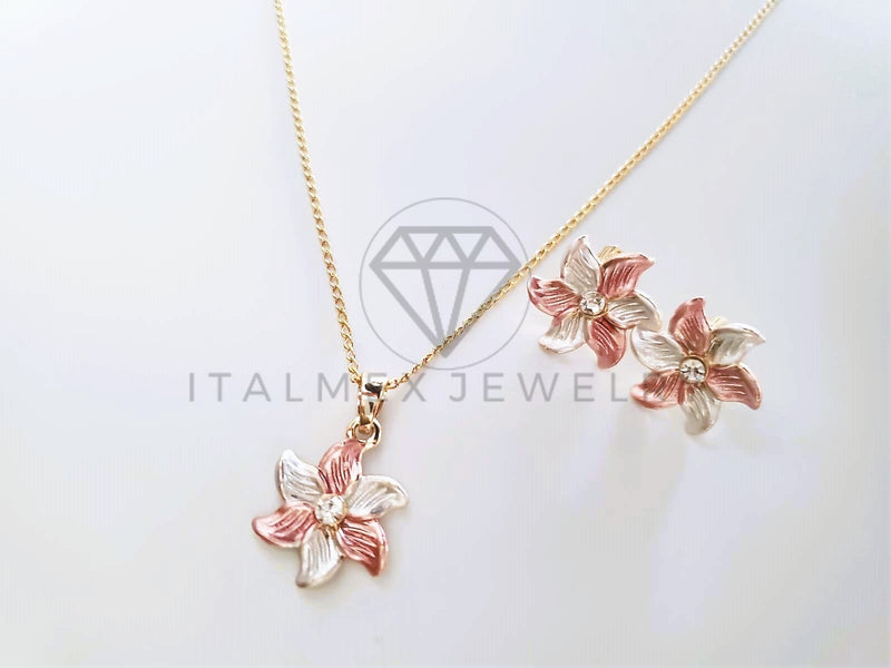 Juego de Lujo - 103784 - Diseño Flor Tres Oros Oro Laminado 18K