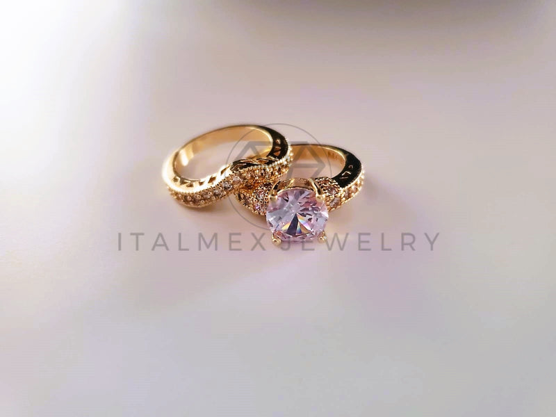 Anillo de Lujo - 103885 - Diseño Alianza Curvo CZ Clara Oro Laminado 18K