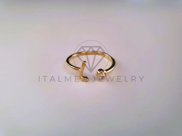 Anillo Dama de Lujo -103766 - Diseño Inicial "L" CZ Clara Oro Laminado 18K