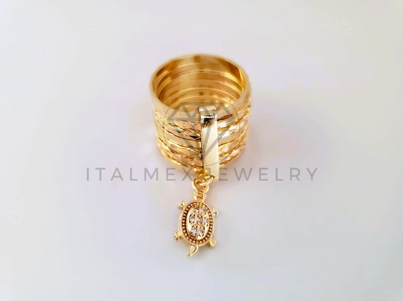 Anillo de Lujo - 103907 - Anillo Semanario Diamantado Tortuga Oro Laminado 18K