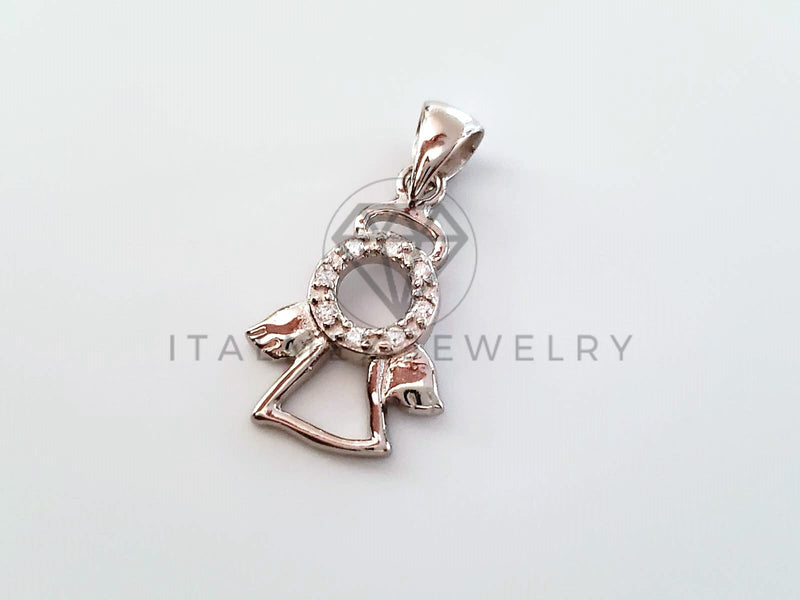 Dije Religioso - 104457 - Dije de Angelito Circonia Clara en Plata Fina .925