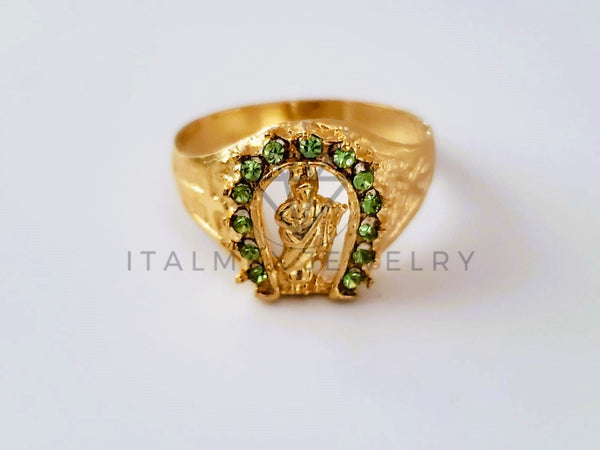 Anillo de Lujo - 104251 - Herradura San Judas Circonia Verde Oro Laminado 18K