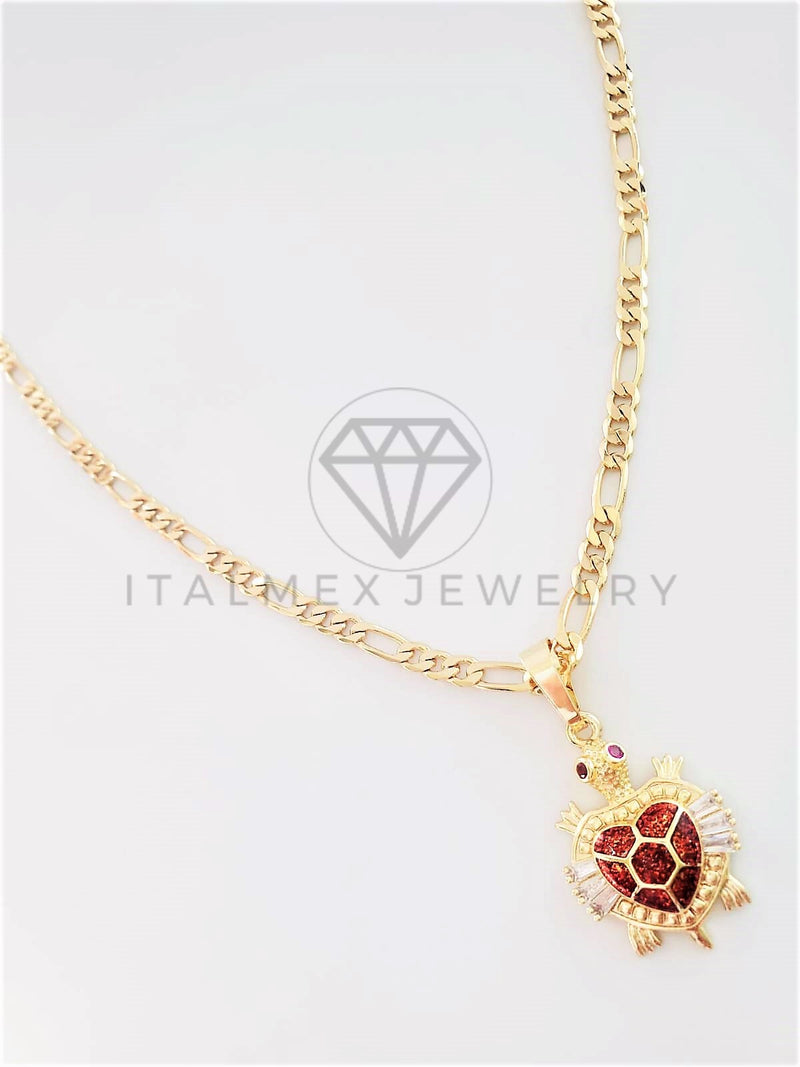 Dije Elegante - 102788 - Dije Tortuga Roja CZ Clara Tamaño Chico Oro Laminado 18K