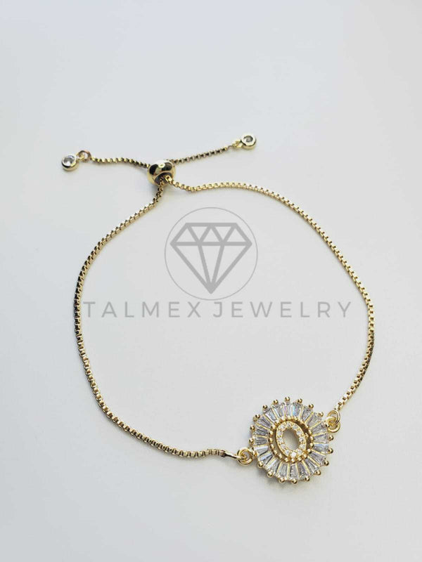 Pulsera Ajustable - 102552 - Diseño de Inicial "O" CZ Clara Oro Laminado 18K