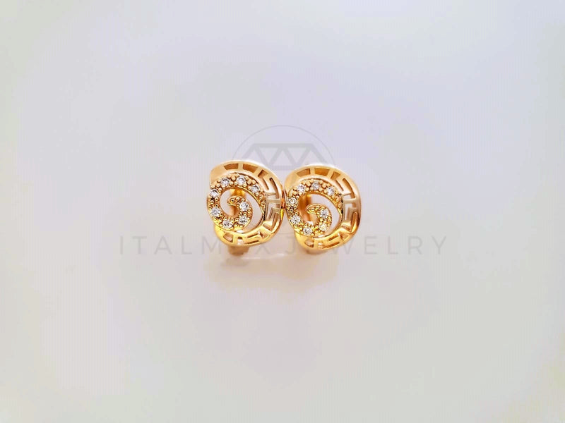 Huggie de Lujo - 104010 - Diseño de G CZ Clara Oro Laminado 18K