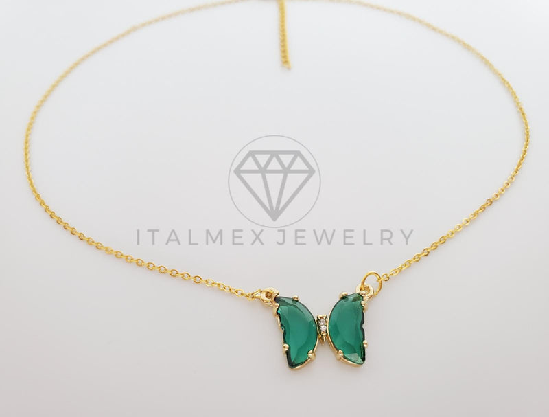 Collar Elegante - 101575 - Collar Mariposa CZ Verde Oro Laminado 18K