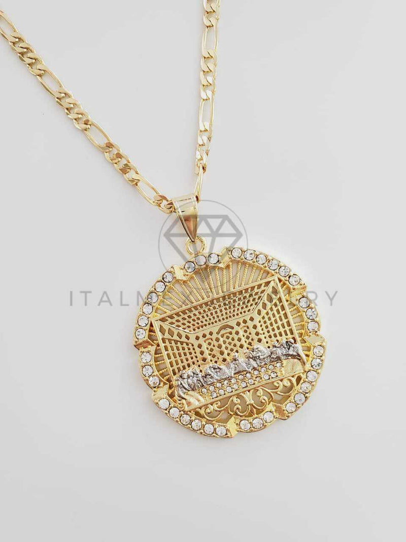 Dije Religioso - 102349 - Medalla Ultima Cena CZ Tamaño Extra Grande Oro Laminado 18K