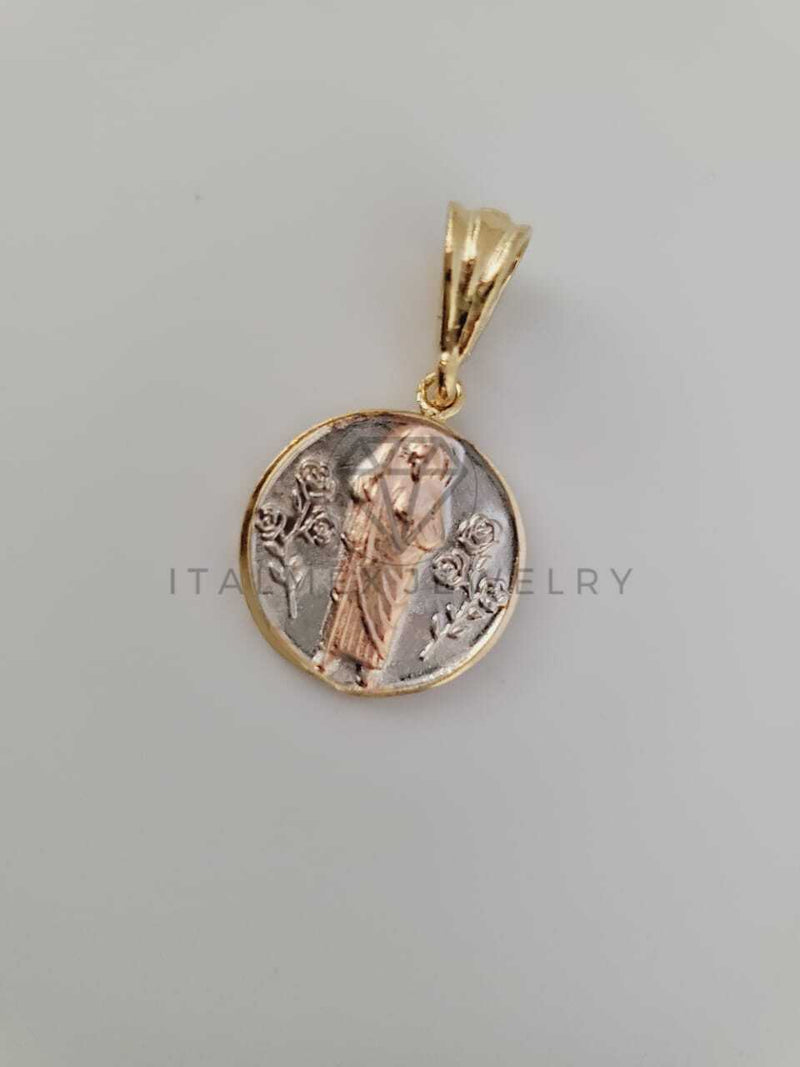 Dije Religioso - 104248 - Medalla Flores San Judas Tamaño Mini Oro Laminado 18K