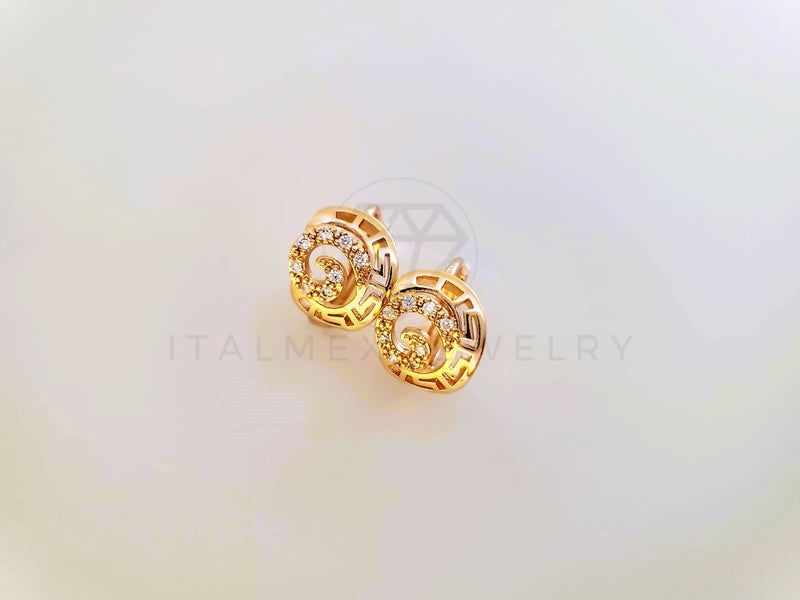 Huggie de Lujo - 104010 - Diseño de G CZ Clara Oro Laminado 18K