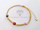 Pulsera Elegante - 104219 - Pulsera Cubana Ojo Turco Colores Oro Laminado 18K