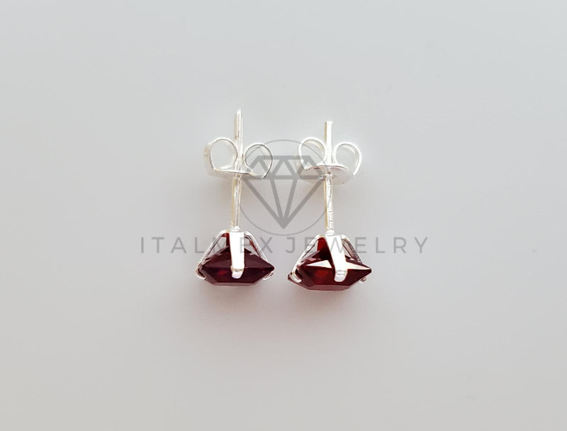 Broquel de Lujo - 101679 - CZ Cuadrada 6mm CZ Roja Plata .925