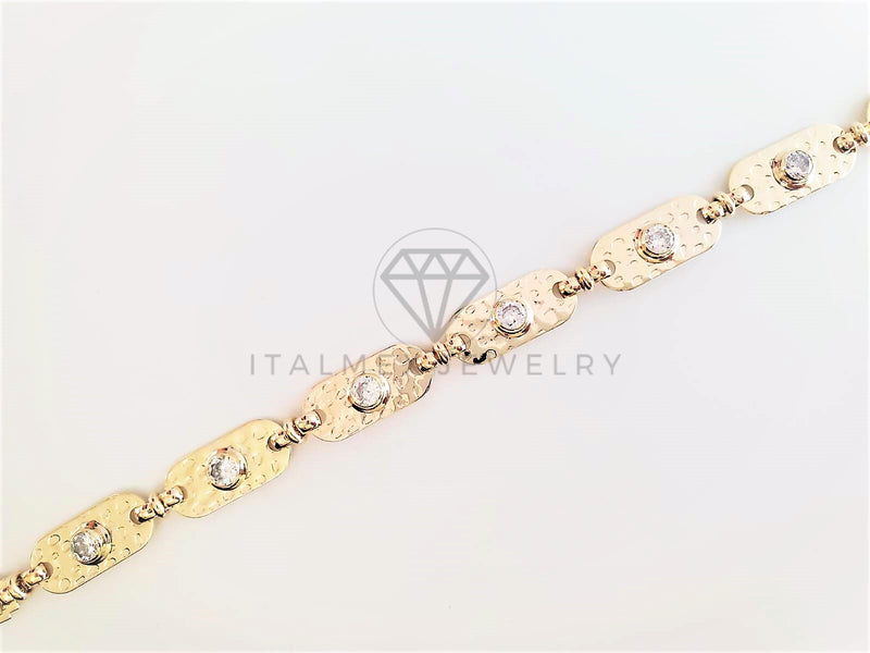 Pulsera de Lujo - 102993 - Diseño Eslabón Diamantado CZ Clara Oro Laminado 18K