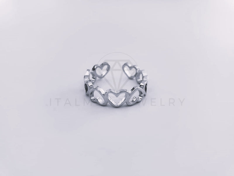 Anillo de Dama - 104115 - Anillo Ajustable Corazones Lisos Plata Fina .925