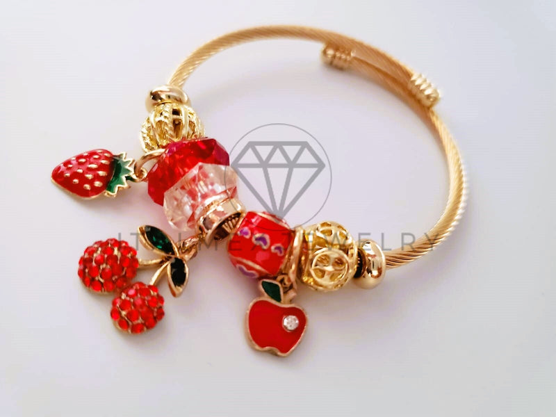 Pulsera Elegante - 104369 - Pulsera Estilo PDR Frutos Rojos Oro Laminado 18K