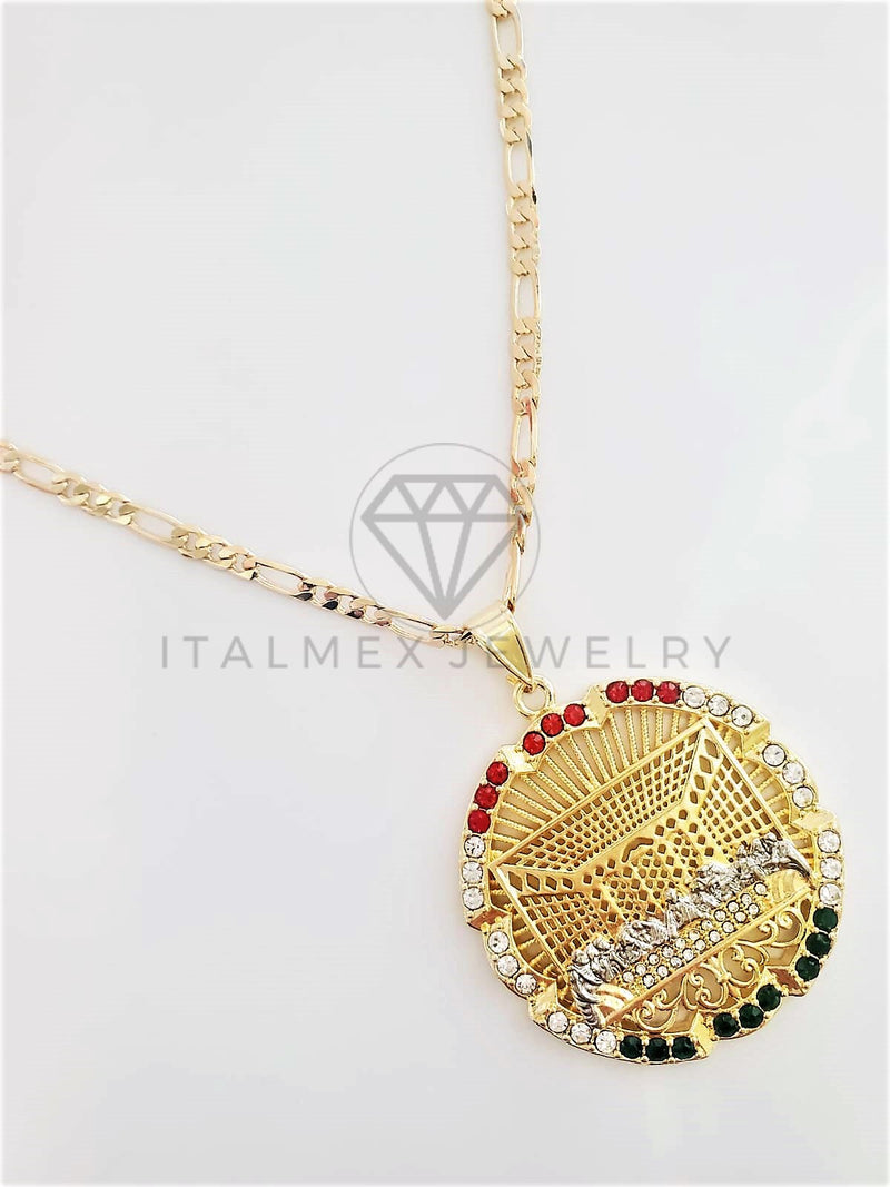 Dije Religioso - 102778 - Medalla Ultima Cena CZ Color Tamaño Extra Grande Oro Laminado 18K