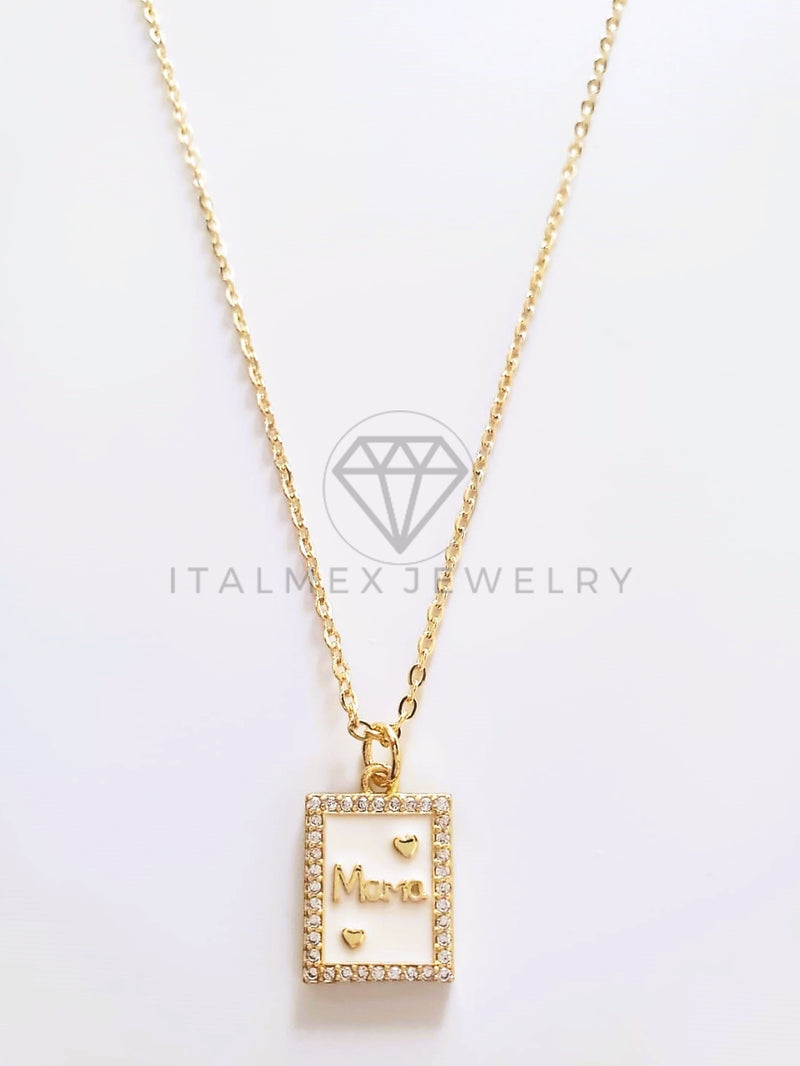 Collar Elegante - 103756 - Collar Placa Mamá CZ Clara Oro Laminado 18K