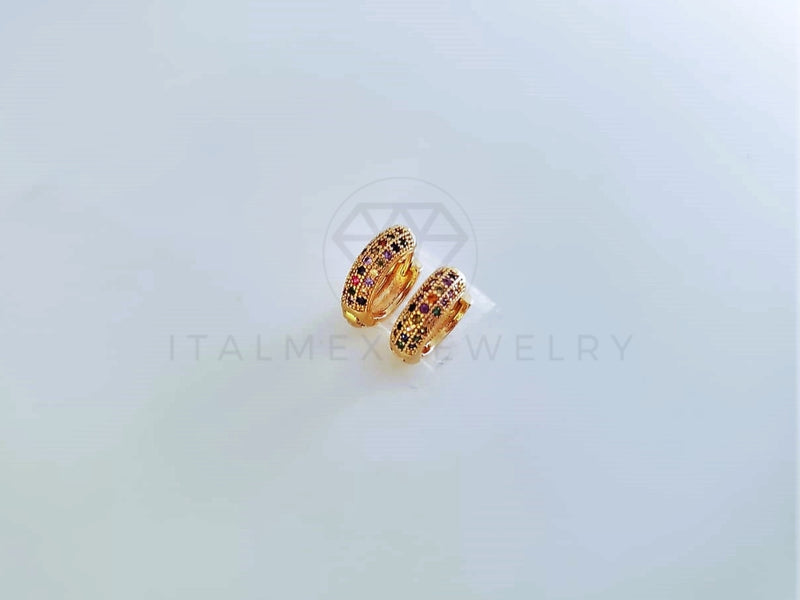 Huggie de Lujo - 104022 - Diseño Clasico CZ Color Oro Laminado 18K