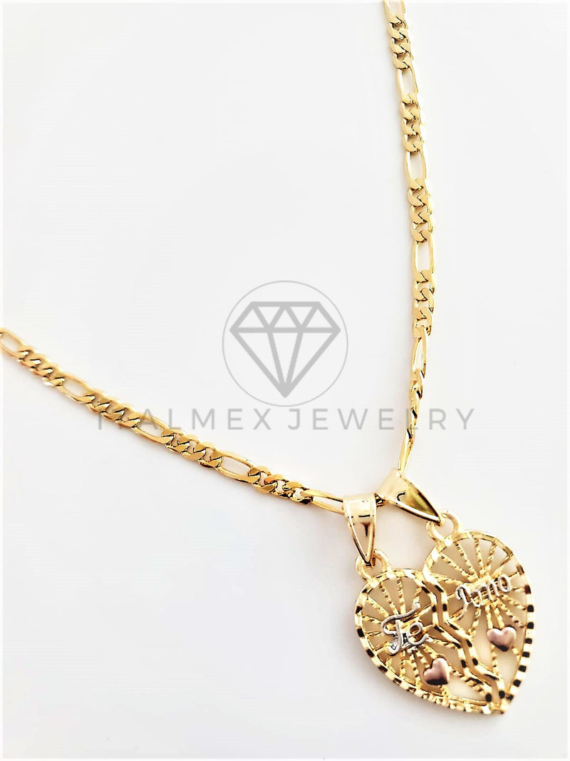 Dije Elegante - 102774 - Dije Corazón Partido Te Amo Tamaño Chica Oro Laminado 18K