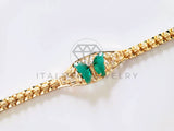 Pulsera de Lujo - 103705 - Diseño de Mariposa CZ Verde Oro Laminado 18K