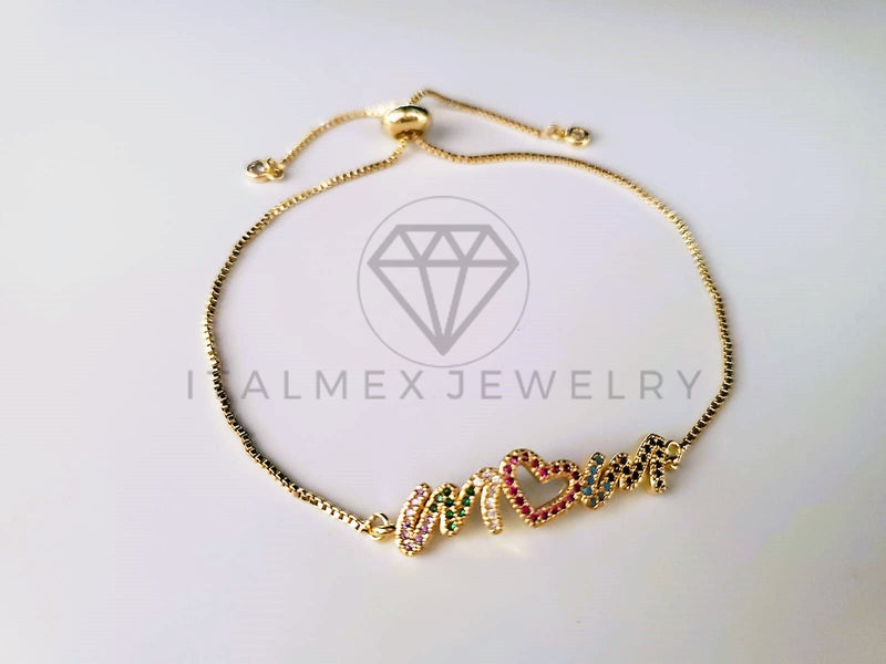 Pulsera de Lujo - 103713 - Diseño Ajustable Mom CZ Color Oro Laminado 18K