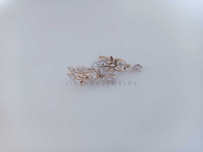 Huggie de Lujo - 102059 - Diseño de Flor con CZ Clara Oro Laminado 18K