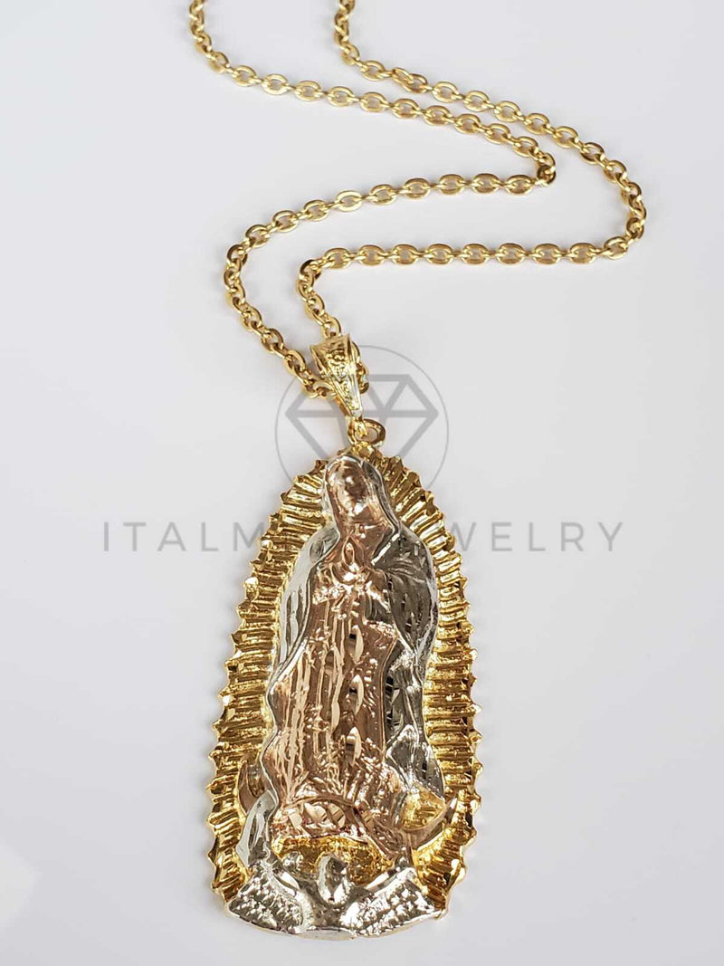 Dije Religioso - 100497.100498 - Virgen de Guadalupe Tamaño Extra Grande Oro Laminado 18K