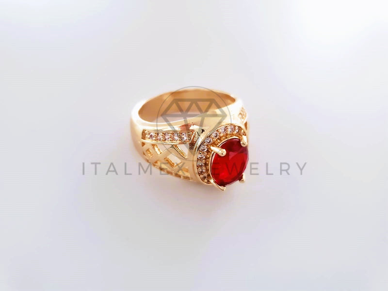 Anillo de Lujo - 103916 - Diseño Oval CZ Roja Oro Laminado 18K