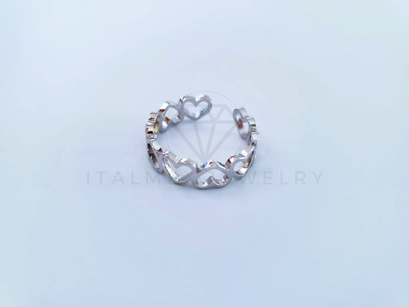 Anillo de Dama - 104115 - Anillo Ajustable Corazones Lisos Plata Fina .925