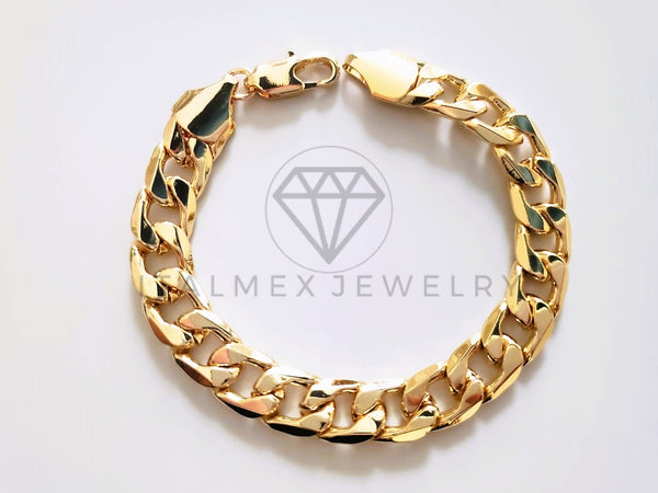 Pulsera de Lujo - 103662 - Diseño de Cadena Cubana 10mm Oro Laminado 18K