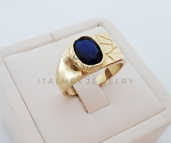 Anillo Caballero de Lujo - 101599 - Estilo Oval CZ Azul Oro Laminado 18K