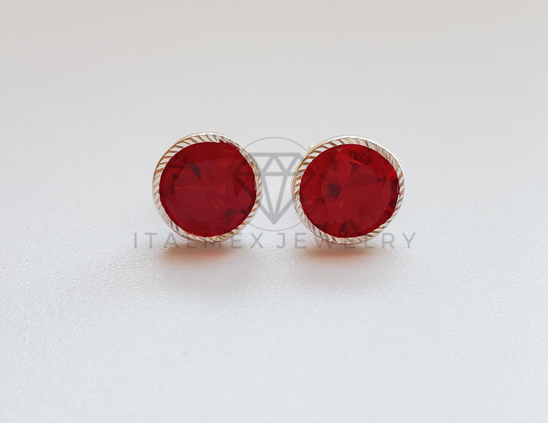 Broquel de Lujo - 101730 - Bisel Redondo CZ Roja 8mm Plata .925