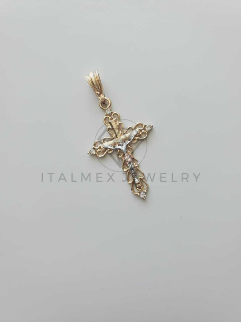 Dije Elegante - 102277 - Dije Cristo 3 Oros Tamaño Mediano Oro Laminado 18K