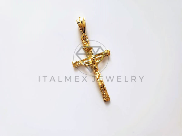 Dije Elegante - 104197 - Dije Cristo Clásico Tamaño Mediano Oro Laminado 18K