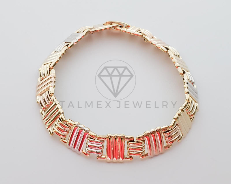 Pulsera de Lujo - 101073 - Diseño Grecas Diamantadas Oro Laminado 18K