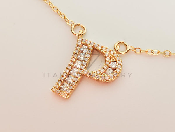 Collar Elegante - 101423 - Collar Inicial "P" Con CZ Clara Oro Laminado 18K