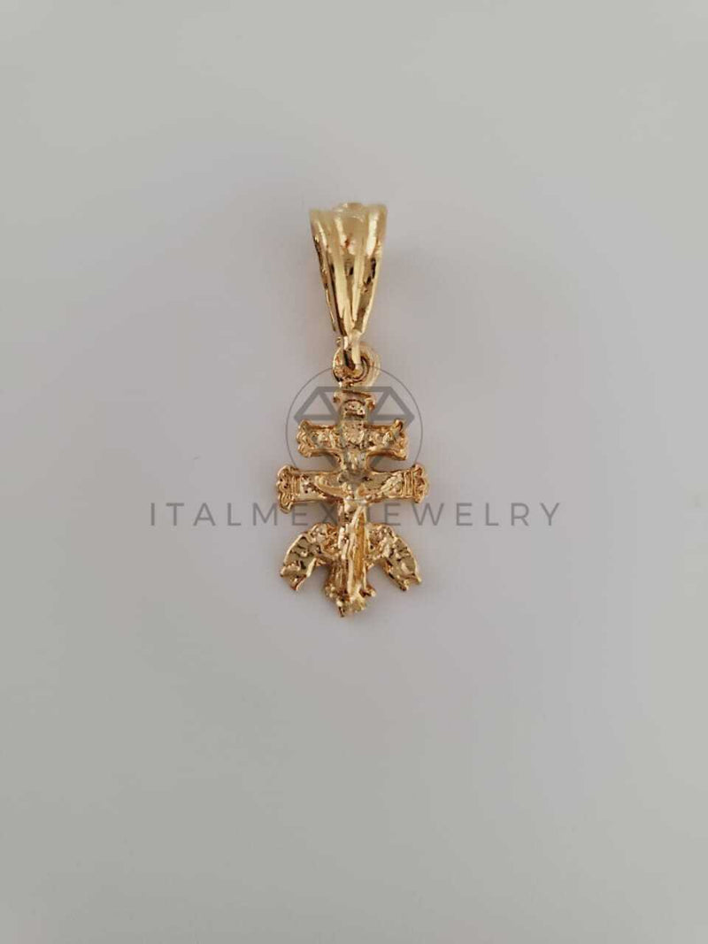 Dije Religioso - 104247 - Cruz de Caravaca Tamaño Mini Oro Laminado 18K