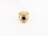 Anillo de Lujo - 103154 - Diseño Ojo Turco con CZ Colores Oro Laminado 18K
