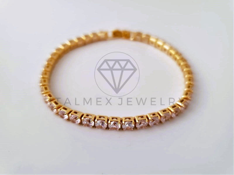 Pulsera de Lujo - 103963 - Diseño Elegante Circonia Clara Oro Laminado 18K