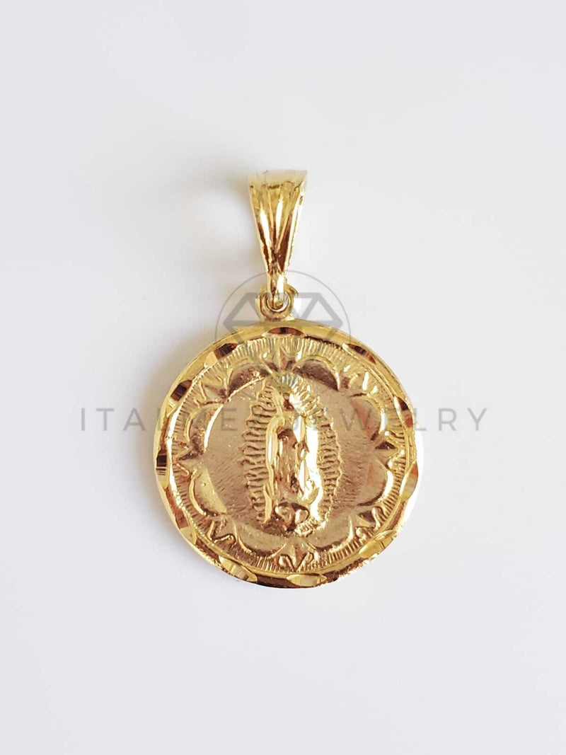 Dije Religioso - 100416.100417 - Medalla Religiosa de Doble Cara Tamaño Mediano Oro Laminado 18K