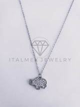 Collar de Lujo - 103636 - Estilo Elefante Circonia Clara Plata Fina .925