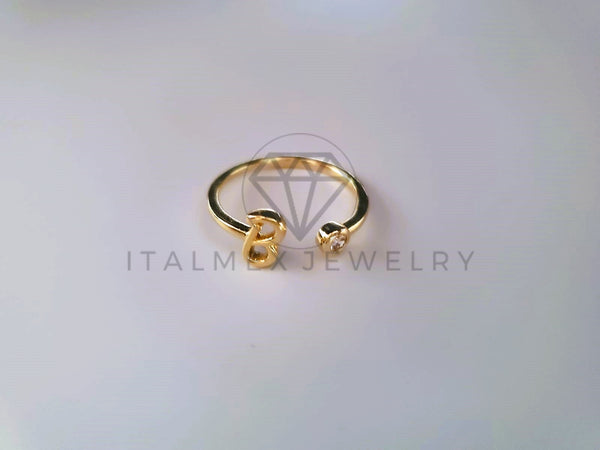 Anillo Dama de Lujo -103761 - Diseño Inicial "B" CZ Clara Oro Laminado 18K