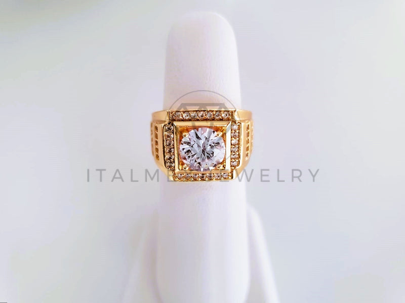 Anillo Caballero de Lujo - 103928 - Diseño Clásico CZ Clara Oro Laminado 18K