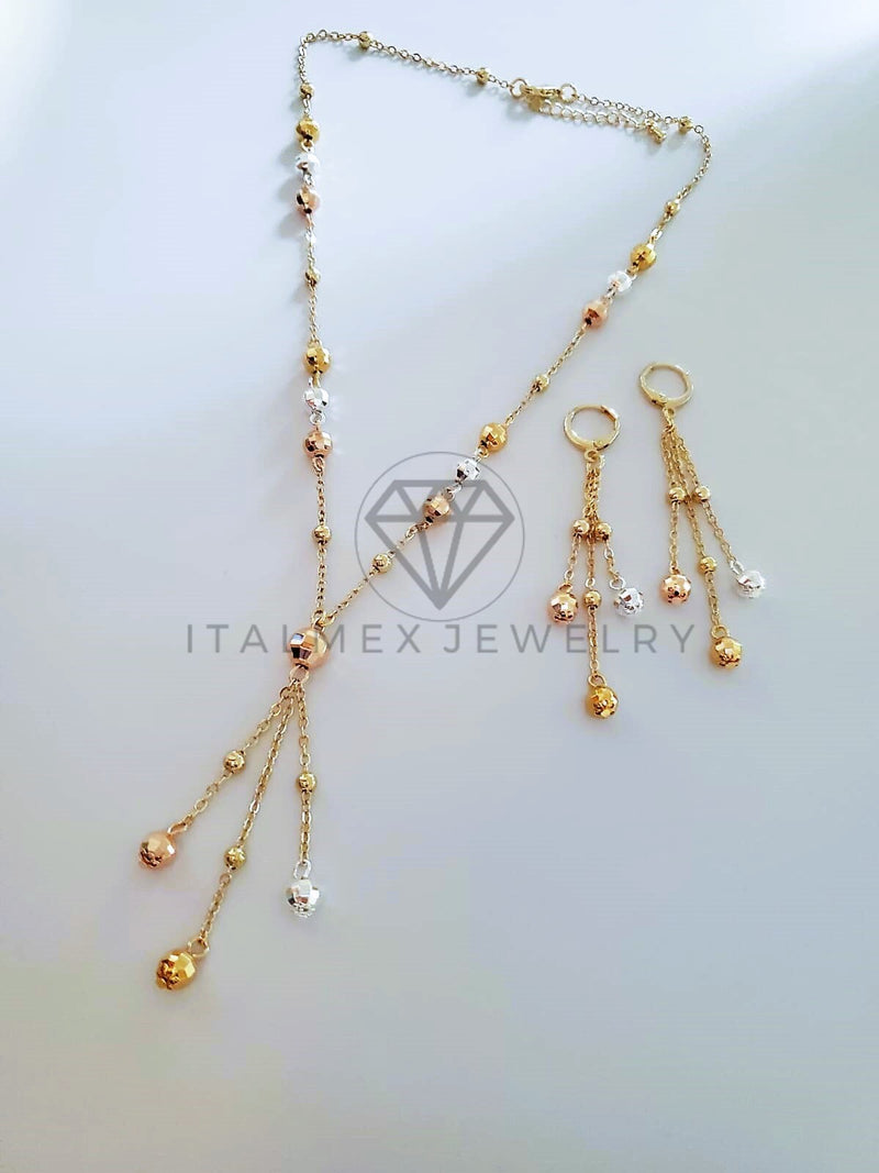 Juego de Lujo - 104227 - Diseño de Rosario Diamantado Oro Laminado 18K