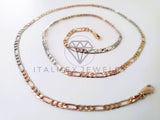 Cadena Clasica - 104686 - Estilo Figaro 3.5mm/24" 3 Oros Oro Laminado 18K