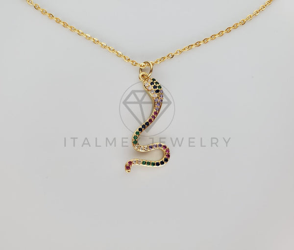 Collar Elegante - 101309 - Collar Serpiente CZ Colores Oro Laminado 18K