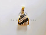 Dije de Lujo - 104137 - Dije de Cucharita CZ Clara y Negra Oro Laminado 18K