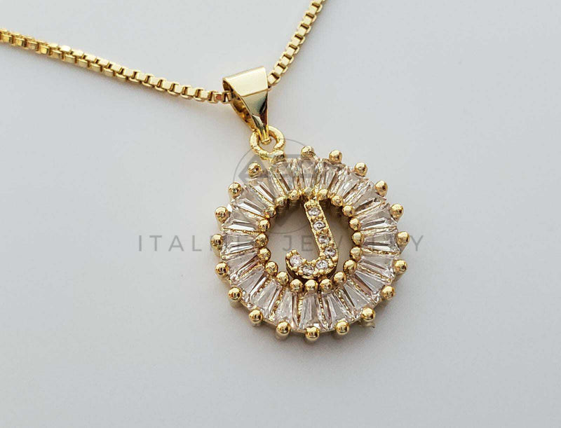 Collar Elegante - 101870 - Collar Inicial "J" Con CZ Clara Oro Laminado 18K