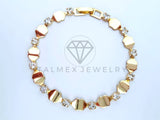 Pulsera Elegante - 103570 - Pulsera Labios y Circonia Clara Oro Laminado 18K