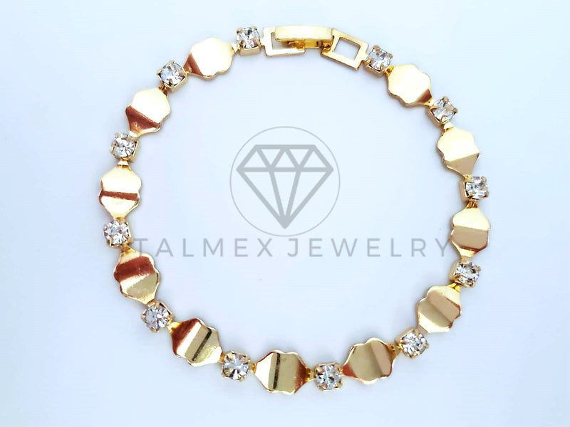 Pulsera Elegante - 103570 - Pulsera Labios y Circonia Clara Oro Laminado 18K