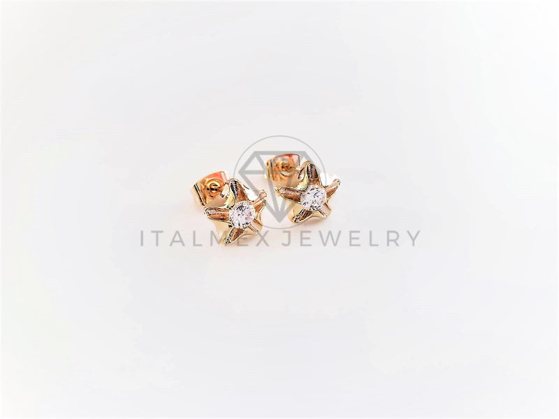 Broquel de Lujo - 103002 - Diseño de Estrella con CZ Clara Oro Laminado 18K